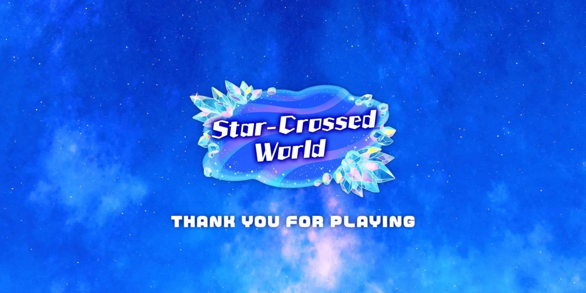 Màn hình &quot;Cảm ơn đã chơi&quot; trong Kirby: Star-Crossed World, đánh dấu sự kết thúc của hành trình
