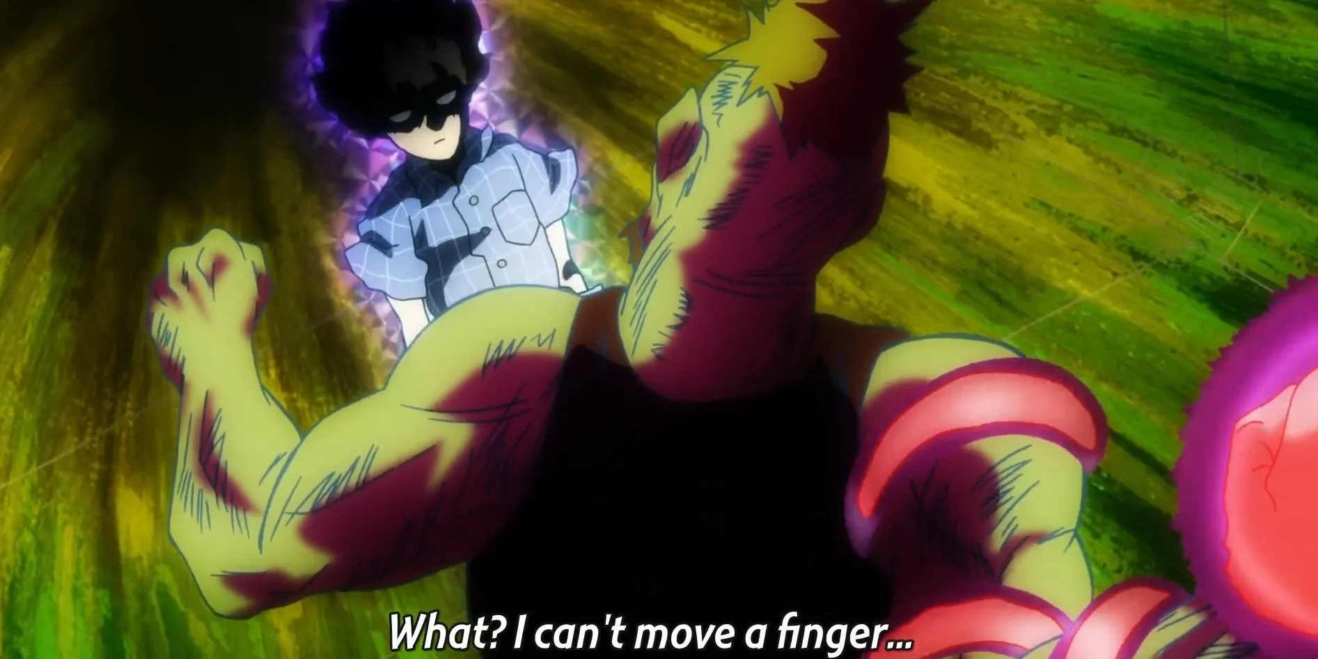 Mob Kageyama khóc trong vòng tay Reigen sau trận chiến khốc liệt với Claw
