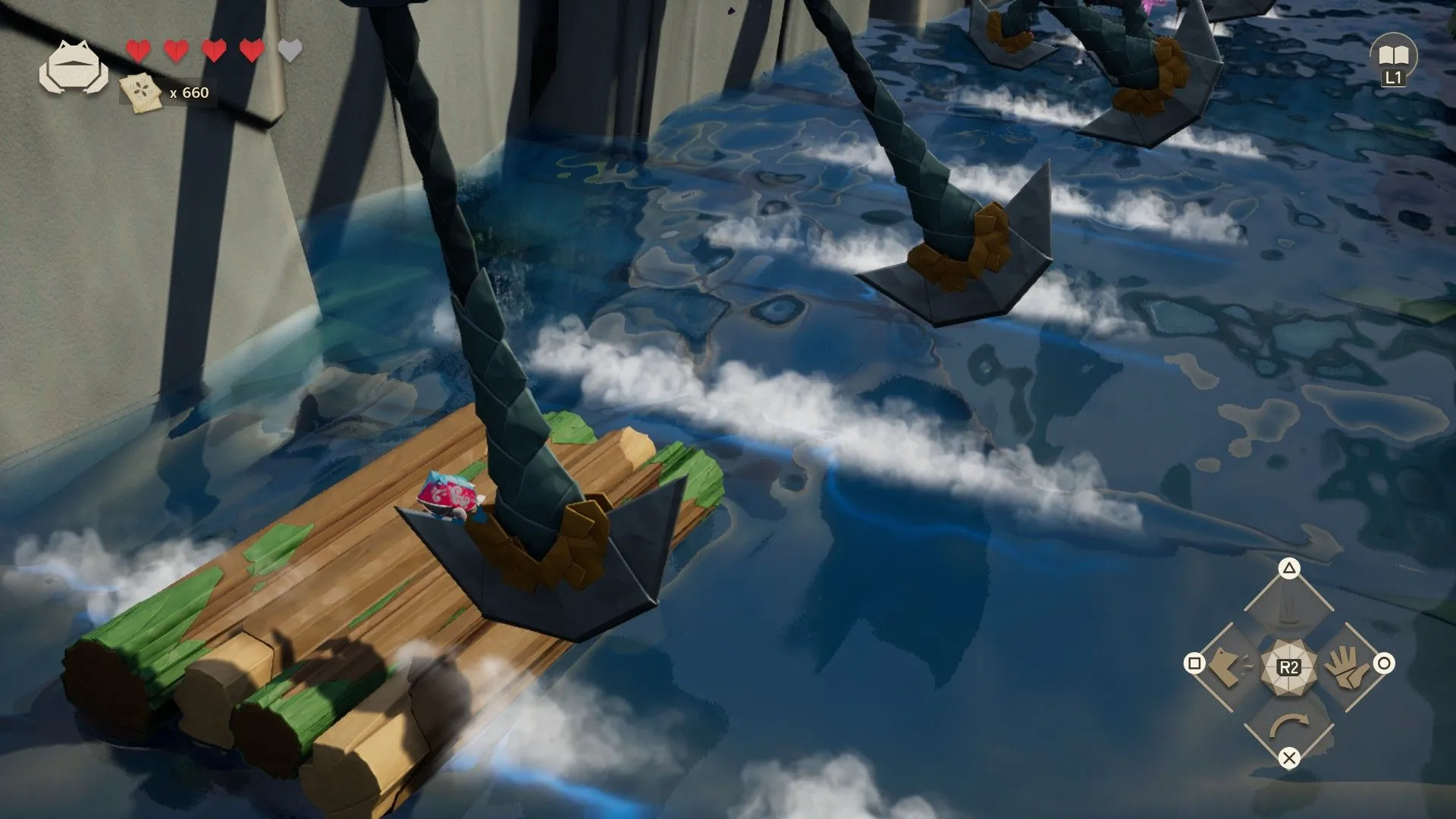 Nhân vật Hiro đang biến hình dạng tê tê, thể hiện cơ chế platforming độc đáo của game Hirogami.