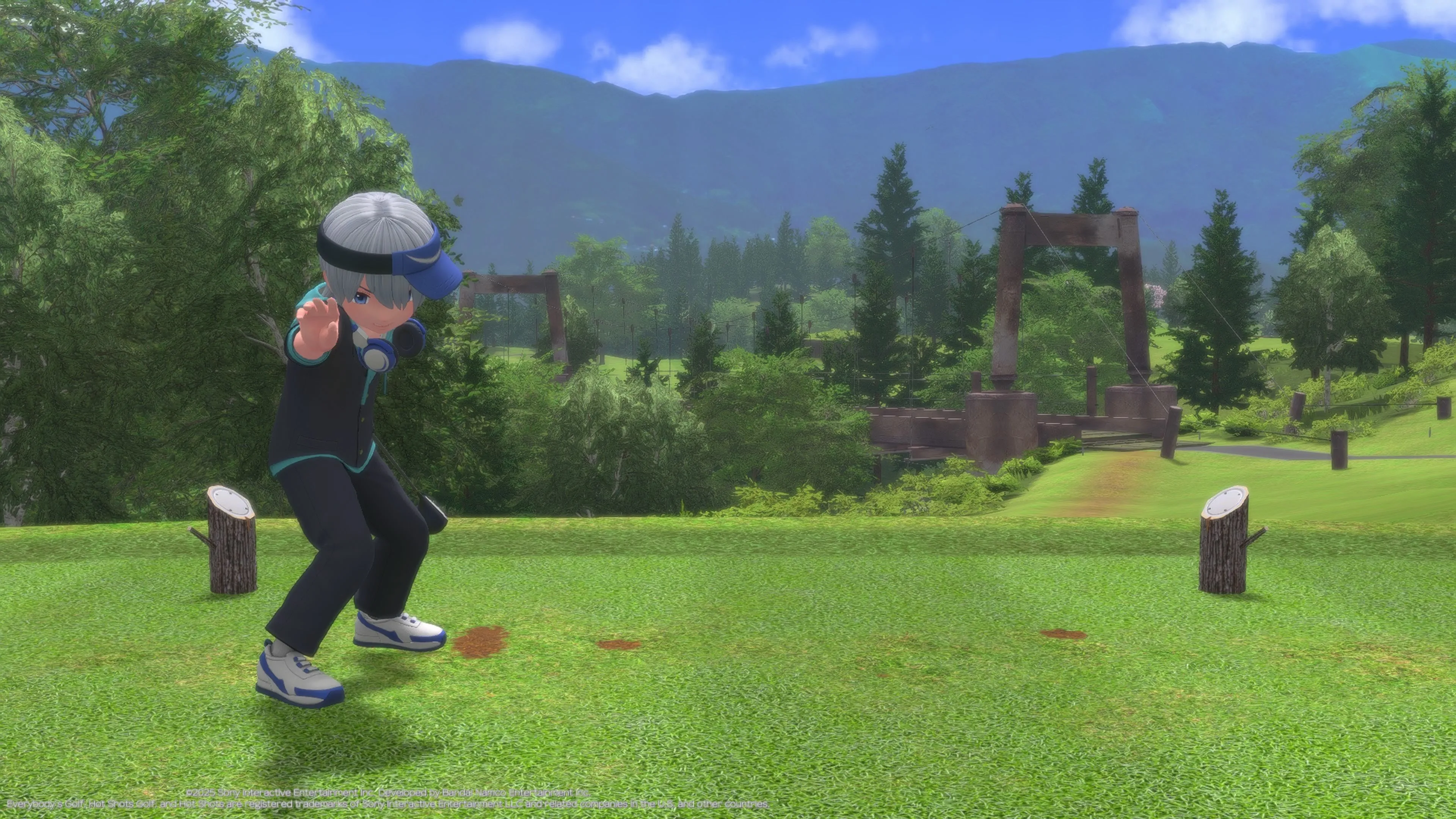 Nhân vật trong Everybody's Golf Hot Shots với những biểu cảm và hành động quá đà làm gián đoạn gameplay.