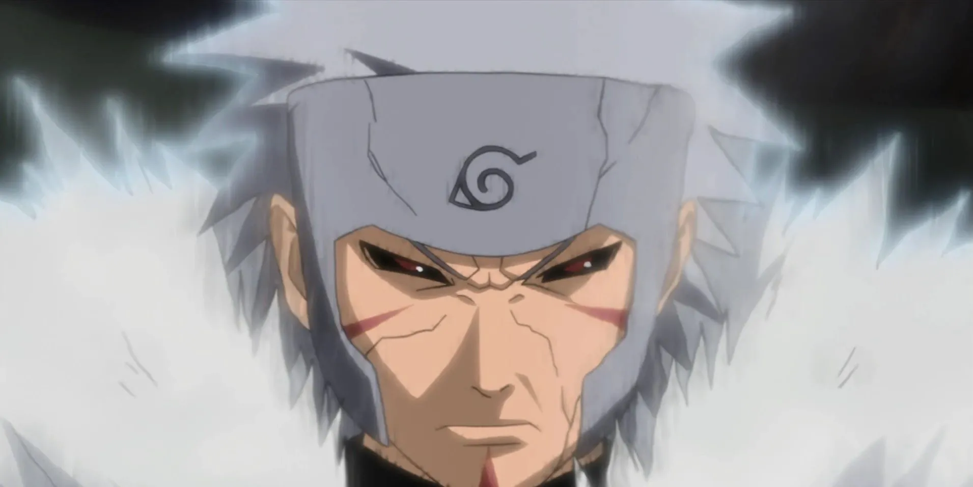 Tobirama Senju, Hokage Đệ Nhị, trong tư thế chiến đấu, thể hiện sự linh hoạt trong sử dụng ảo thuật