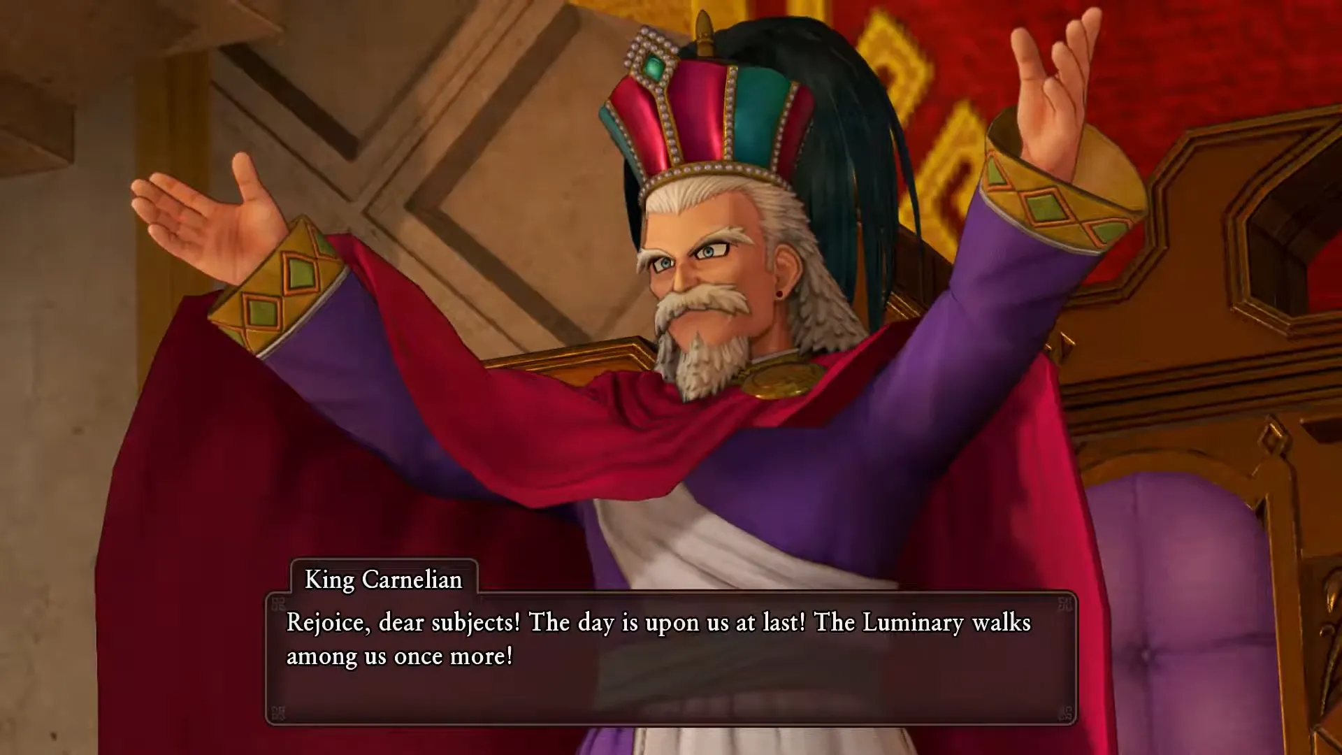 Vua Carnelian đầy vẻ uy quyền nhưng chứa đựng bí ẩn trong Dragon Quest XI